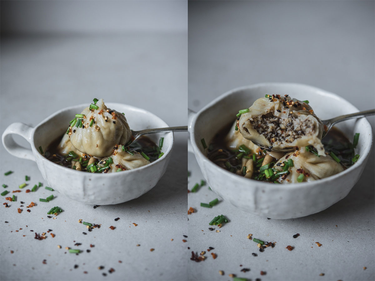 Mushroom Dumplings in Umami Broth