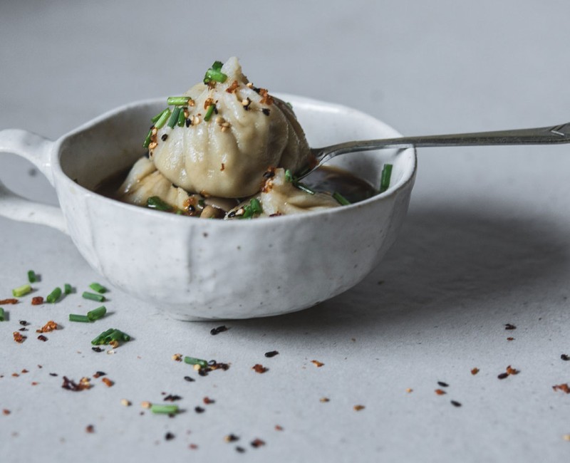 Mushroom Dumplings in Umami Broth