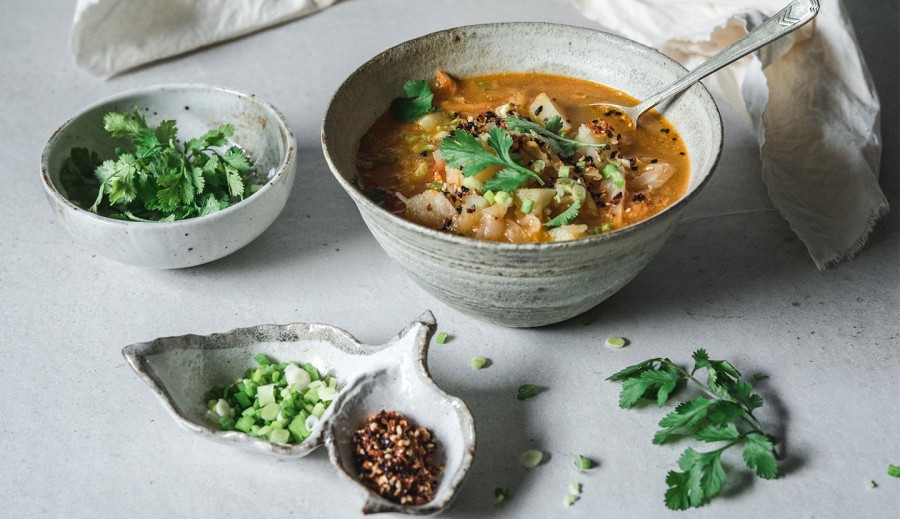 Sauerkraut Soup with Ginger and Miso